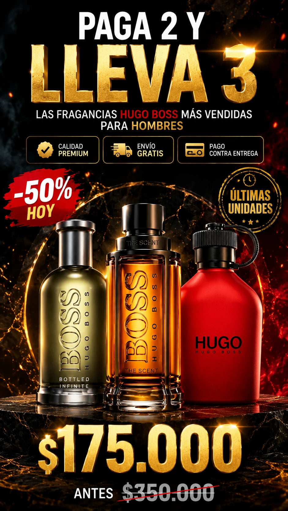COMBO HUGO BOSS X3 HOMBRE